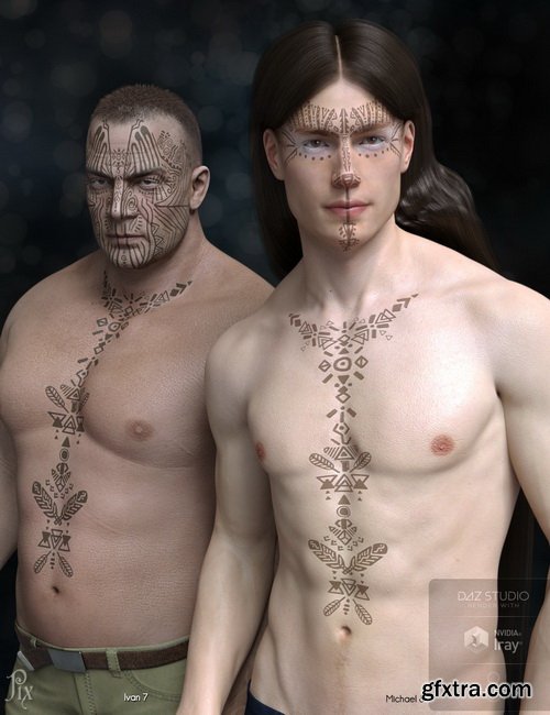 Daz3D - Tribal Fury Henna for Genesis 3 and 8 with Bonus Character