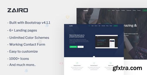 ThemeForest - Zairo v1.0 - Multipurpose Bootstrap 4 Landing Page Template - 21958675