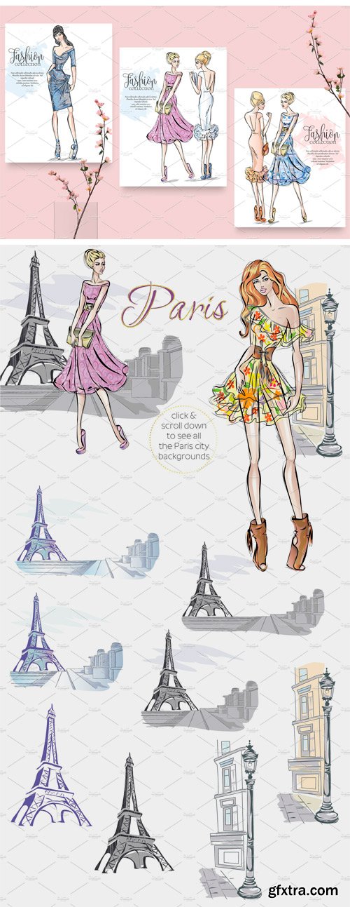 CM - Set of 11 Fashion Girls in Paris 2414228