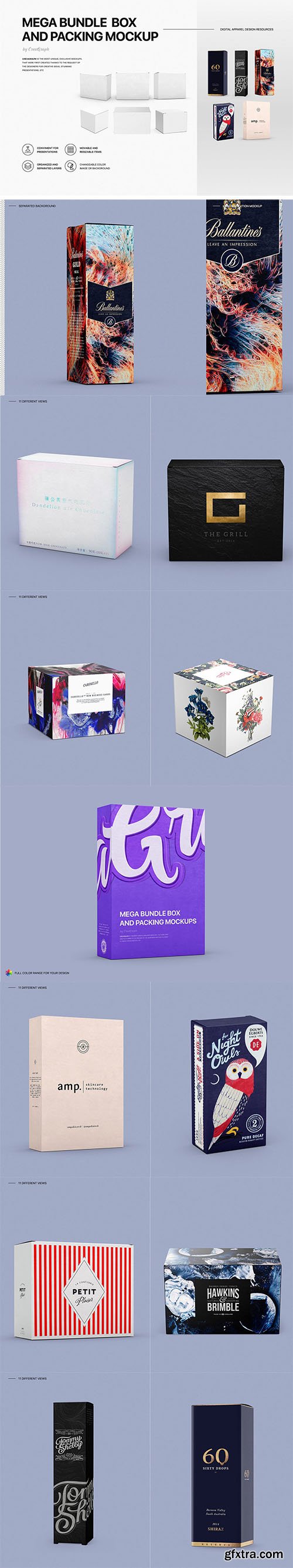 Mega Bundle Box and Packing Mockups