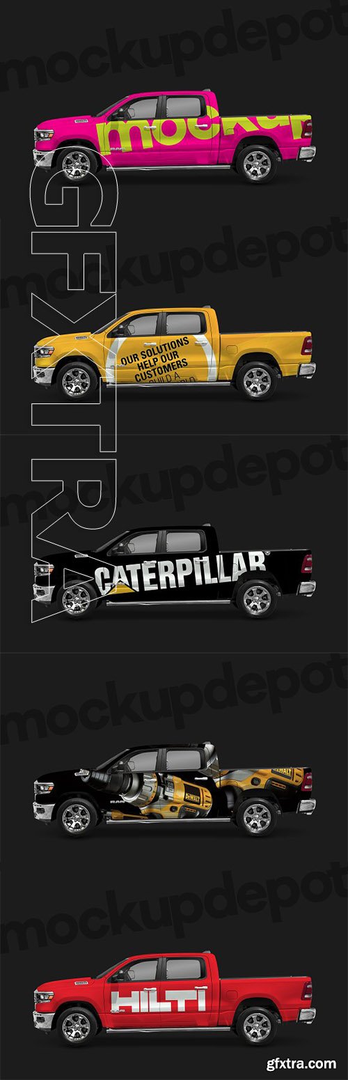 CreativeMarket - Dodge RAM Pickup Truck Mockup 2609140