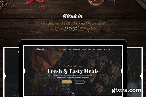 Steak In - Restaurant & Cafe PSD Template