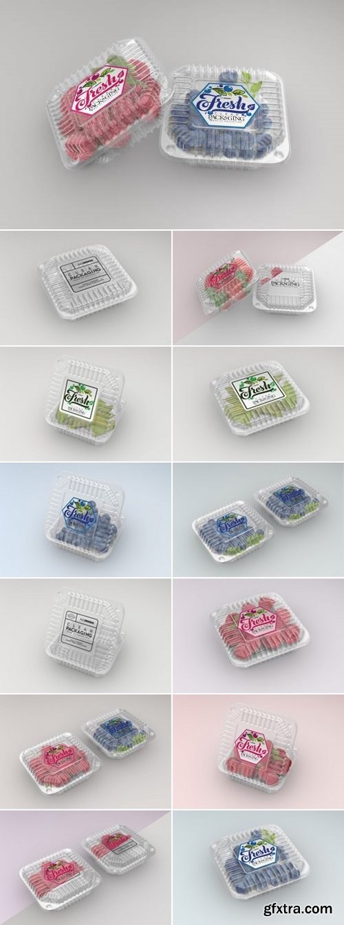 Clear Square Clamshell Container Mockup