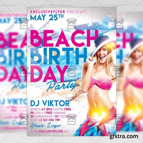 Birthday On The Beach – Club A5 Flyer Template