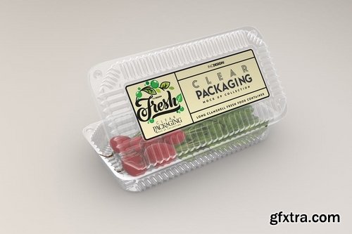 Long Clamshell Container Clear Packaging Mockup