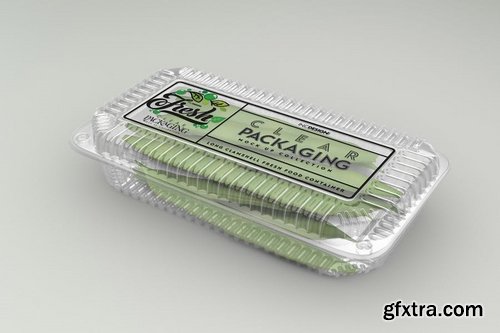 Long Clamshell Container Clear Packaging Mockup