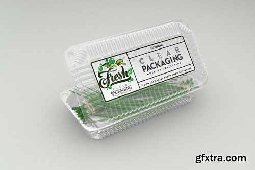 Long Clamshell Container Clear Packaging Mockup