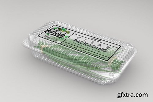 Long Clamshell Container Clear Packaging Mockup