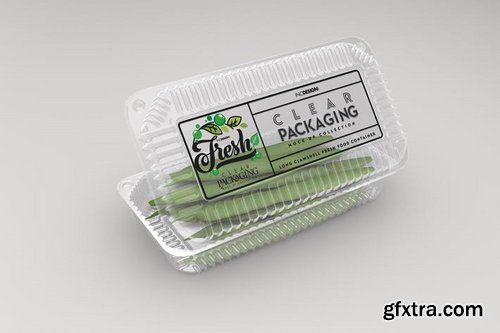 Long Clamshell Container Clear Packaging Mockup