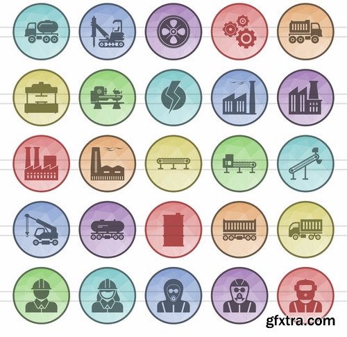 User Interface - Industrial Process - Software Development - Travel - Kids  Filled Low Poly Icons