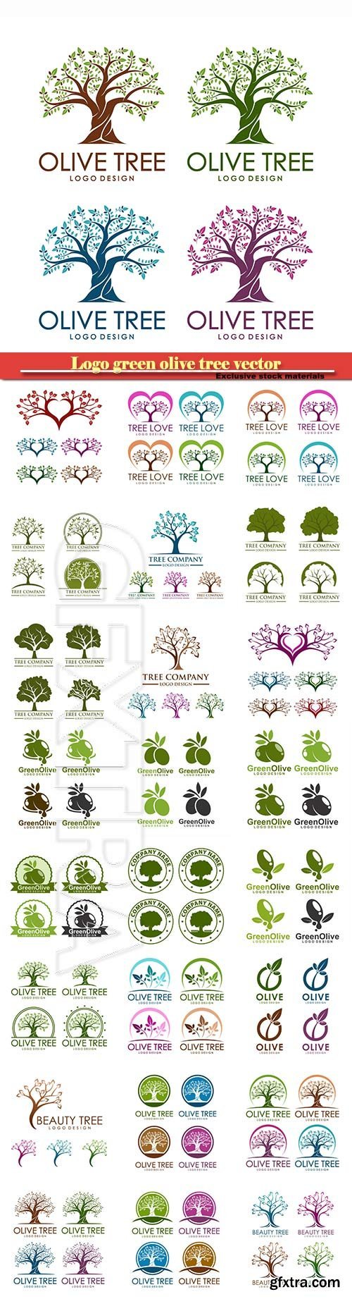 Logo green olive tree vector illustration template