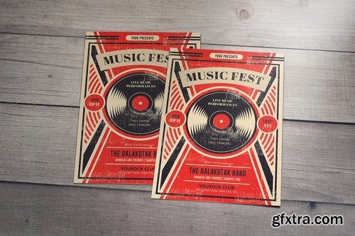 Music Fest Retro Flyers Template