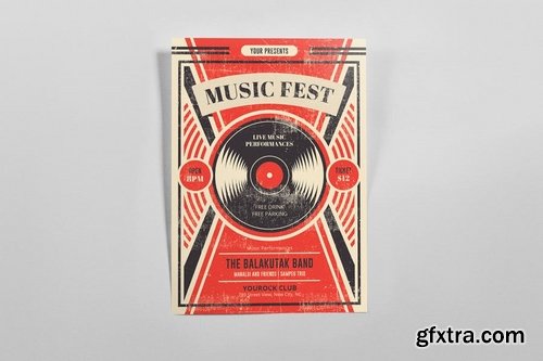 Music Fest Retro Flyers Template