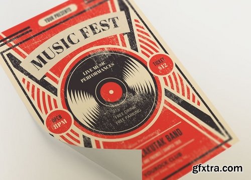 Music Fest Retro Flyers Template