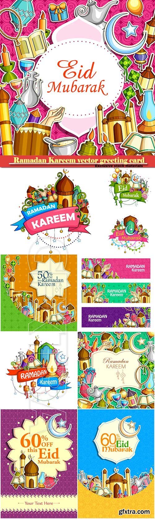 Ramadan Kareem vector greeting card, islamic background