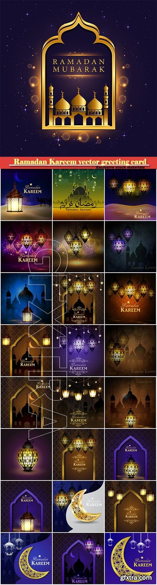 Ramadan Kareem vector greeting card, islamic background