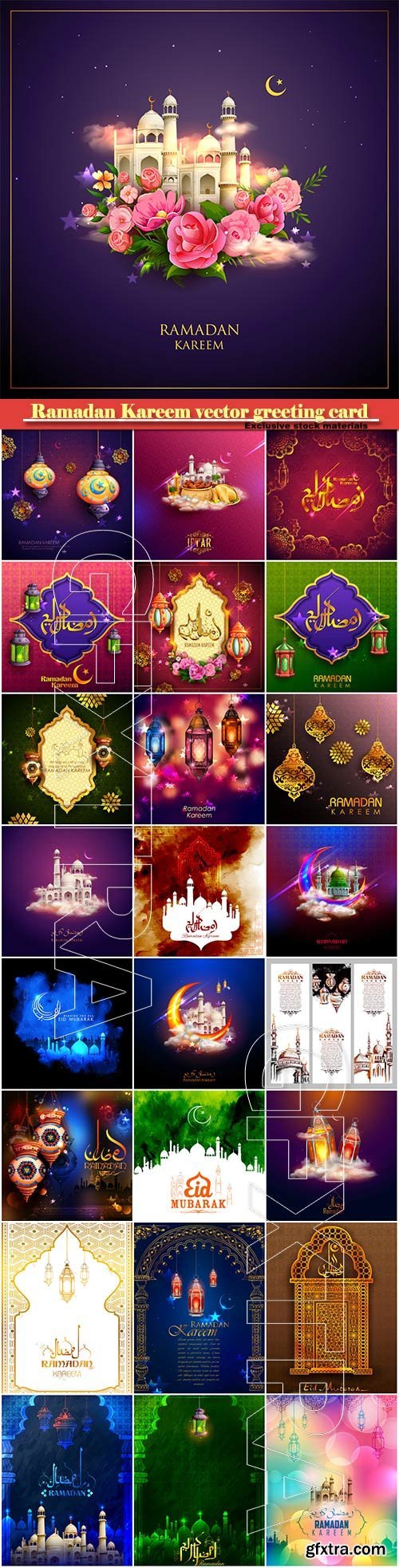 Ramadan Kareem vector greeting card, islamic background