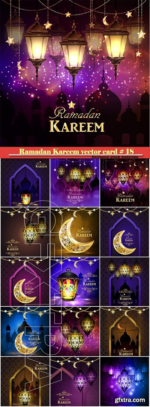 Ramadan Kareem vector greeting card, islamic background