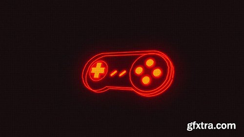 Retro Gamepad Neon Logo 87775