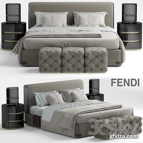 Bed fendi Soho 3d Model