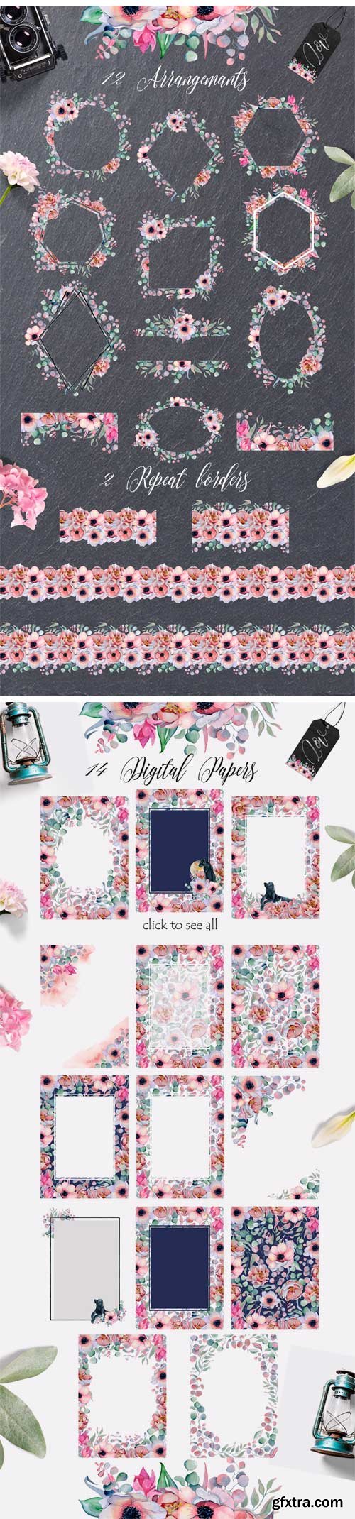 CM - Panthers & Floral Watercolor Set 2509961