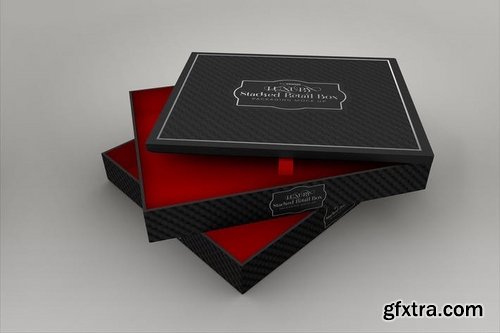 Stacked 3pc Retail Box Mockup