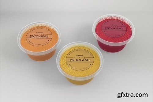 Clear Round Sauce Containers Packaging Mockup