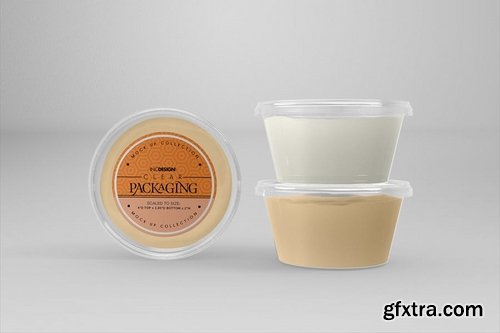 Clear Round Sauce Containers Packaging Mockup