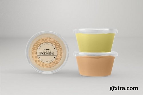 Clear Round Sauce Containers Packaging Mockup