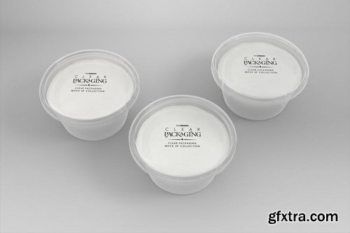 Clear Round Sauce Containers Packaging Mockup