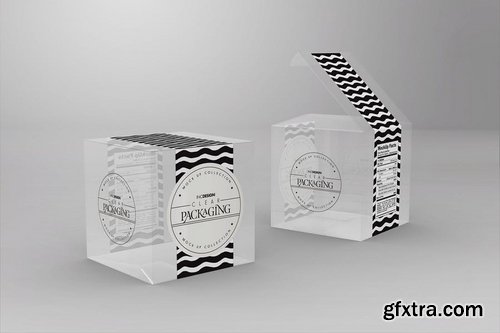 Clear Lock Bottom Boxes Packaging Mockup