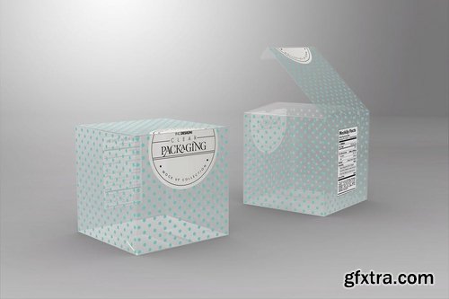 Clear Lock Bottom Boxes Packaging Mockup