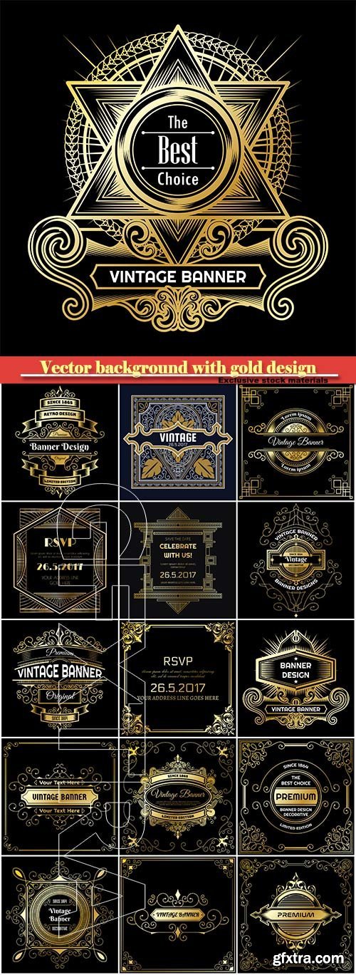 Vintage vector background with gold design