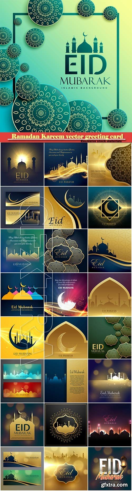 Ramadan Kareem vector greeting card, islamic background