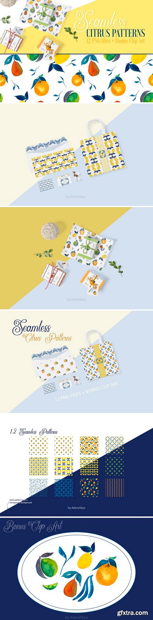 CM - Seamless Citrus Patterns + Clip Art 2517847