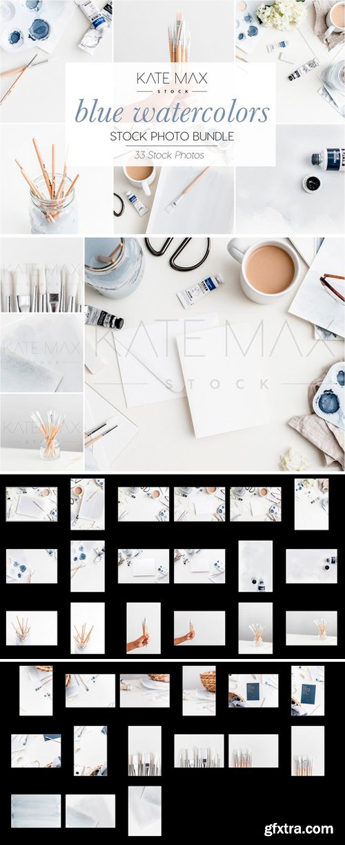 CM - Blue Watercolors Stock Photo Bundle 2323251