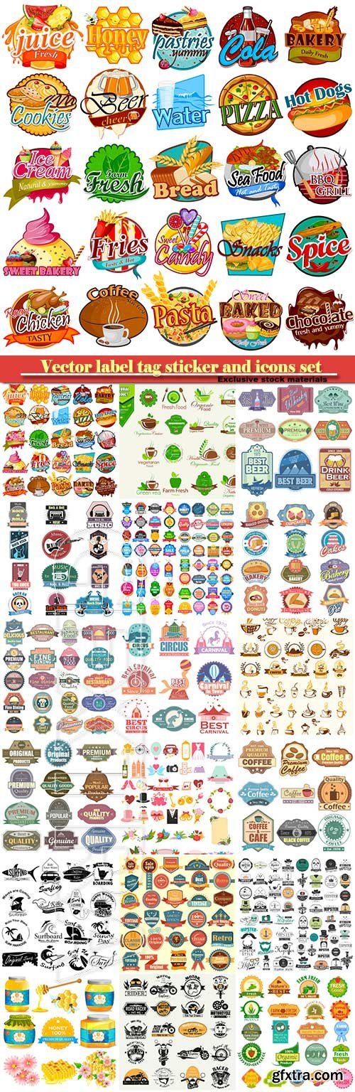 Vector label tag sticker and icons set