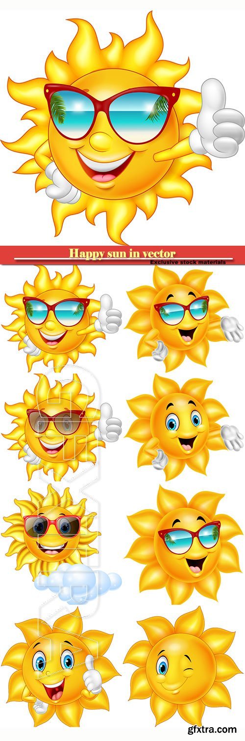 Happy sun in vector