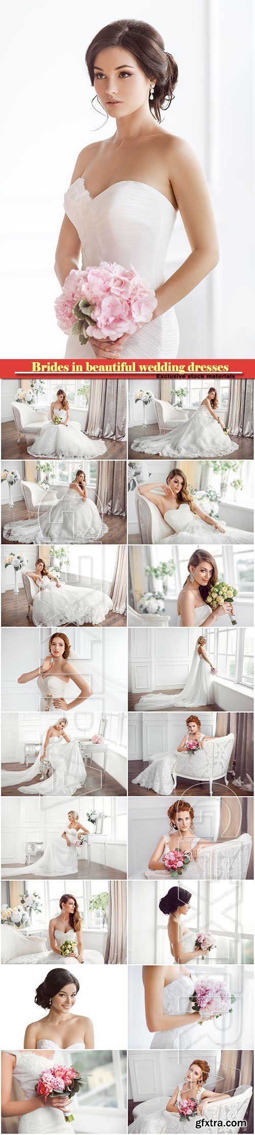 Charming brides in beautiful wedding dresses