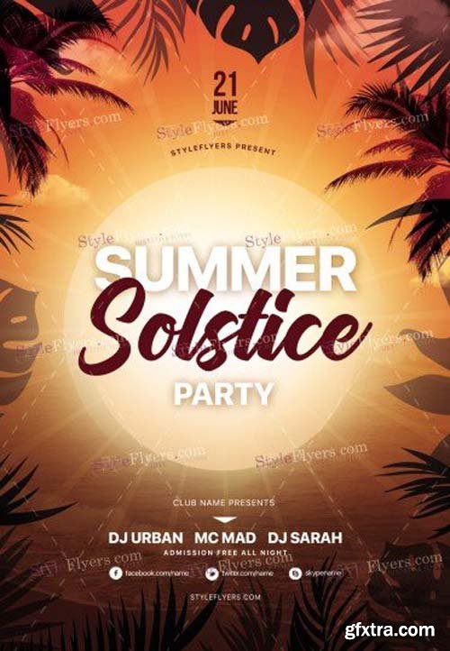 Summer Solstice Party V1 2018 PSD Flyer Template