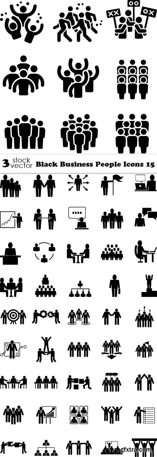 Vectors - Black Business People Icons 16