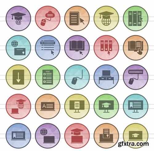 Circus - Farm - E Learning - People Web Filled Low Poly Icons