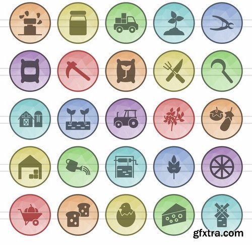 Circus - Farm - E Learning - People Web Filled Low Poly Icons