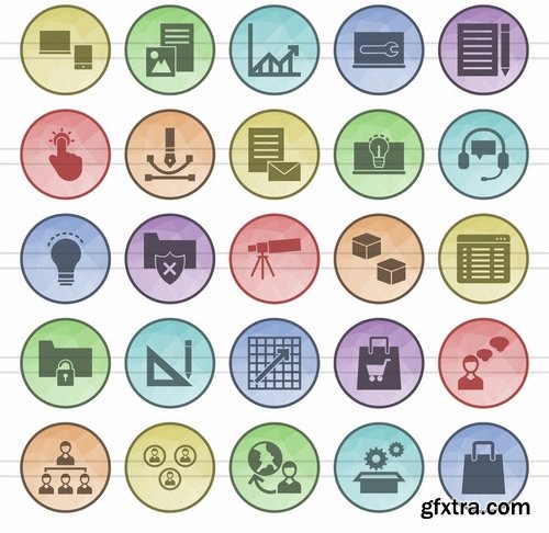 Circus - Farm - E Learning - People Web Filled Low Poly Icons