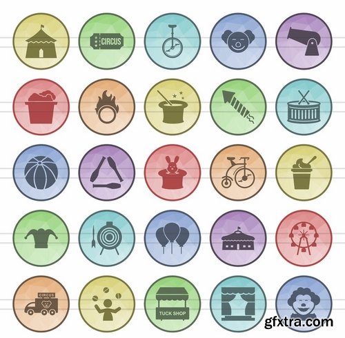 Circus - Farm - E Learning - People Web Filled Low Poly Icons