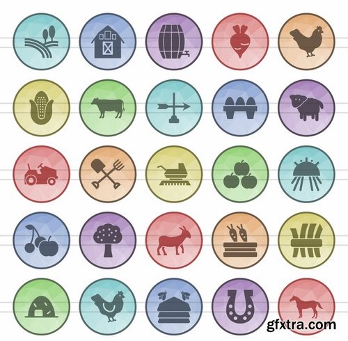 Circus - Farm - E Learning - People Web Filled Low Poly Icons