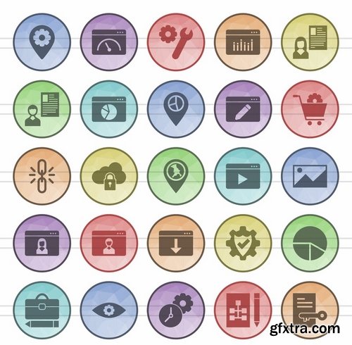 Circus - Farm - E Learning - People Web Filled Low Poly Icons