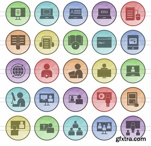 Circus - Farm - E Learning - People Web Filled Low Poly Icons