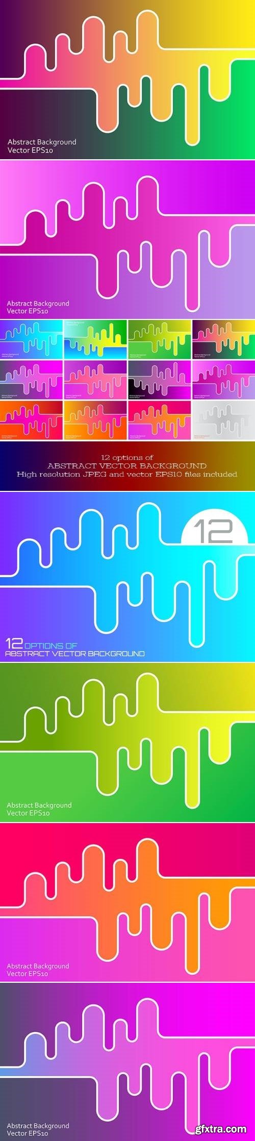 12 Abstract vector backgrounds with wave shape