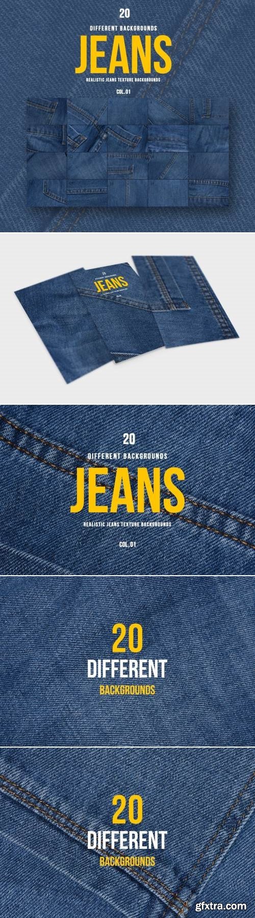 Realistic Jeans Texture Backgrounds | COL.01